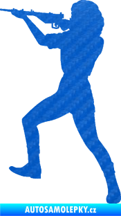 Samolepka Střelkyně 001 levá 3D karbon modrý
