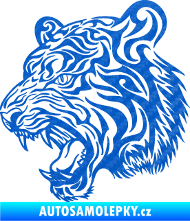 Samolepka Tygr 007 levá 3D karbon modrý