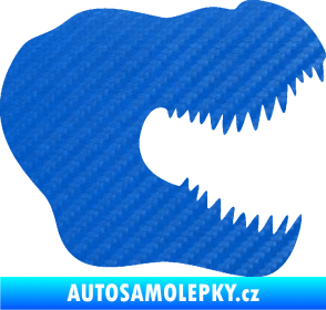 Samolepka Tyrannosaurus Rex lebka 001 pravá 3D karbon modrý