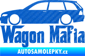 Samolepka Wagon Mafia 002 nápis s autem 3D karbon modrý
