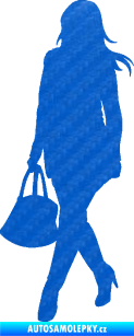 Samolepka Žena na nákupu 005 levá 3D karbon modrý