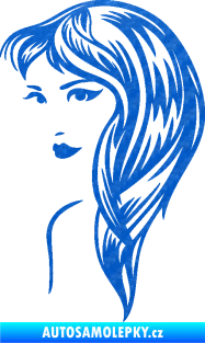 Samolepka Žena tvář 001 levá 3D karbon modrý