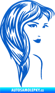 Samolepka Žena tvář 001 pravá 3D karbon modrý