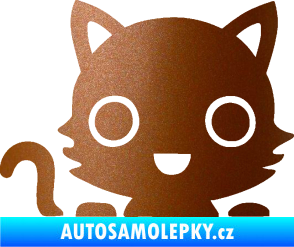 Samolepka Kočka 014 levá kočka v autě měděná metalíza