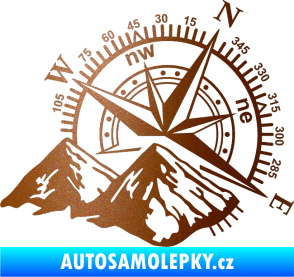 Samolepka Kompas 002 pravá hory měděná metalíza