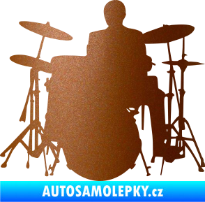 Samolepka Music 009 levá hráč na bicí měděná metalíza