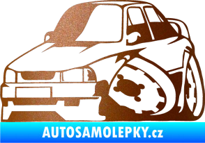 Samolepka Škoda 130 karikatura levá měděná metalíza
