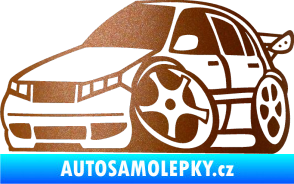 Samolepka Škoda Fabia 001 karikatura levá měděná metalíza