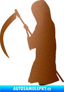 Samolepka Smrtka silueta s kosou levá měděná metalíza