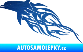 Samolepka Animal flames 102 levá delfín škrábaný kov modrý