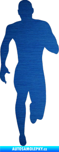 Samolepka Běžec 005 pravá škrábaný kov modrý