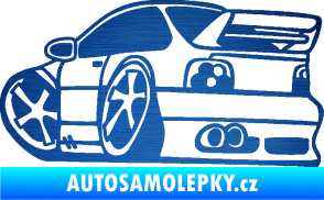 Samolepka BMW e46 karikatura levá škrábaný kov modrý