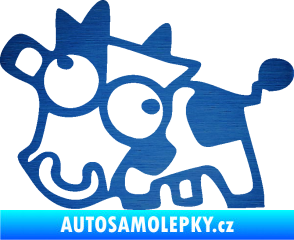 Samolepka Crazy cow levá škrábaný kov modrý