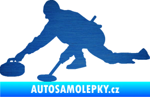 Samolepka Curling 003 levá škrábaný kov modrý