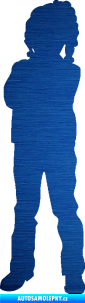 Samolepka Děti silueta 009 levá holčička škrábaný kov modrý