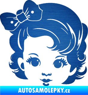 Samolepka Dítě v autě 110 levá holčička s mašlí škrábaný kov modrý