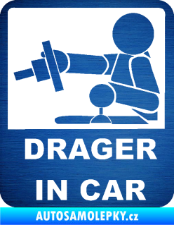 Samolepka Drager in car 004 škrábaný kov modrý