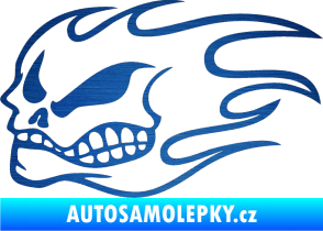 Samolepka Head - lebka - levá škrábaný kov modrý