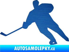 Samolepka Hokejista 014 levá škrábaný kov modrý