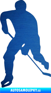 Samolepka Hokejista 022 levá škrábaný kov modrý
