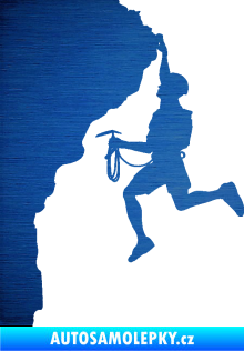 Samolepka Horolezec 003 levá škrábaný kov modrý
