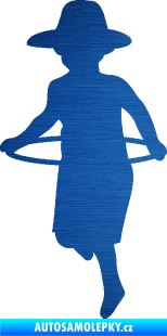 Samolepka Hula Hop 001 levá dítě s obručí škrábaný kov modrý