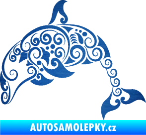 Samolepka Interiér 015 levá delfín škrábaný kov modrý
