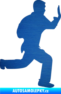 Samolepka Karate 002 pravá škrábaný kov modrý