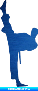 Samolepka Karate 005 levá škrábaný kov modrý