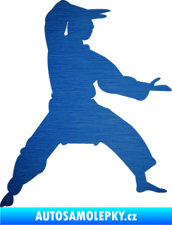 Samolepka Karate 006 pravá škrábaný kov modrý