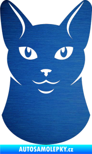 Samolepka Kočka 005 levá škrábaný kov modrý