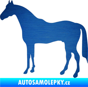 Samolepka Kůň 004 levá škrábaný kov modrý