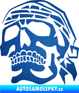 Samolepka Lebka pirát levá škrábaný kov modrý