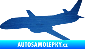 Samolepka Letadlo 004 levá škrábaný kov modrý