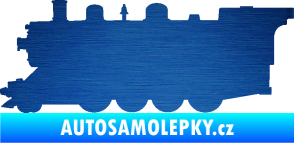 Samolepka Lokomotiva 002 levá škrábaný kov modrý