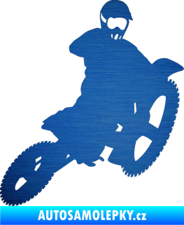 Samolepka Motorka 004 pravá motokros škrábaný kov modrý