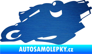 Samolepka Motorka 007 levá silniční motorky škrábaný kov modrý