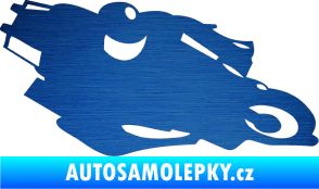 Samolepka Motorka 007 pravá silniční motorky škrábaný kov modrý