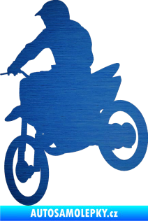 Samolepka Motorka 014 levá motokros škrábaný kov modrý