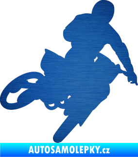 Samolepka Motorka 025 pravá motokros škrábaný kov modrý