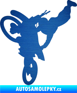 Samolepka Motorka 032 levá motokros freestyle škrábaný kov modrý