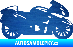 Samolepka Motorka 048 pravá silniční škrábaný kov modrý