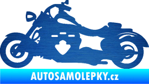 Samolepka Motorka 056 levá škrábaný kov modrý
