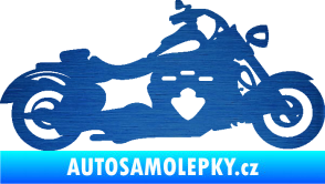 Samolepka Motorka 056 pravá škrábaný kov modrý