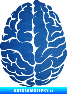 Samolepka Mozek 001 levá škrábaný kov modrý