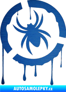 Samolepka Pavouk 001  levá škrábaný kov modrý
