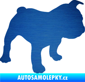 Samolepka Pes 108 pravá Francouzský buldoček škrábaný kov modrý