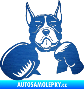 Samolepka Pes 183 levá boxer škrábaný kov modrý