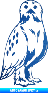 Samolepka Predators 061 pravá sova škrábaný kov modrý