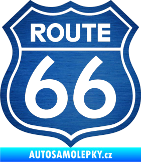 Samolepka Route 66 - jedna barva škrábaný kov modrý